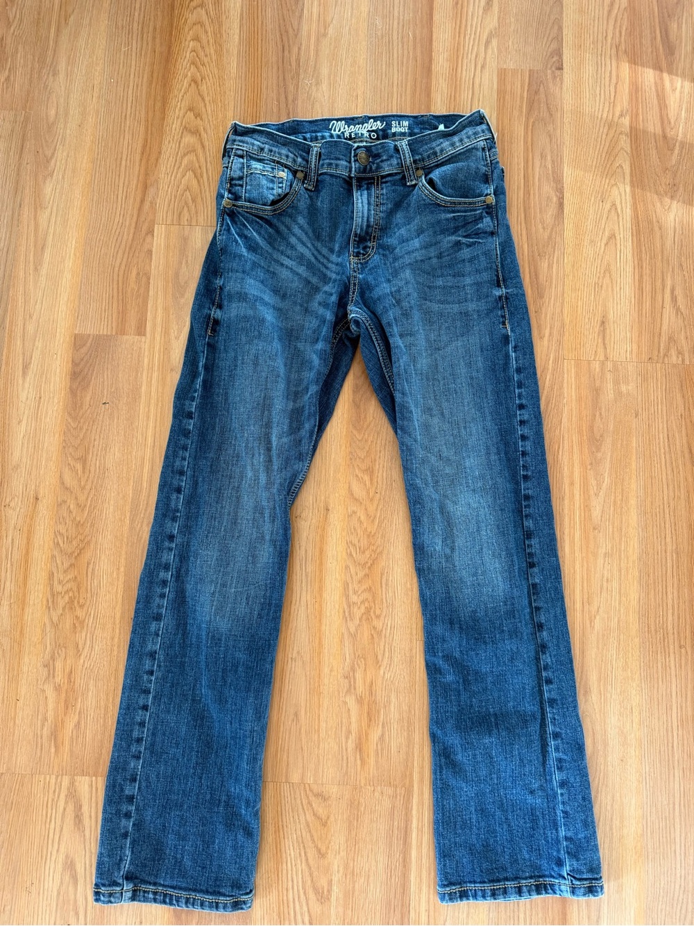Mens Wrangler retro slim boot jeans 30x32